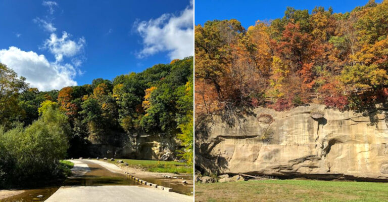 This Iowa Park Has A Scenic Canyon Road That Winds Straight Through The Water