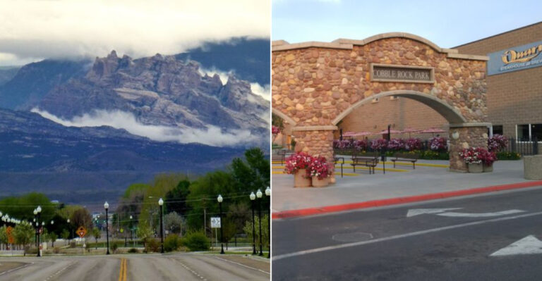 This Quiet Utah Town Serves Up Roadside Charm, Fresh Peaches, And One Giant Dinosaur Surprise