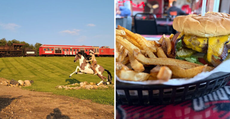 This Ohio Train-Car Diner Serves Half-Pound Burgers And A Full-Pound Buckeye Pounder