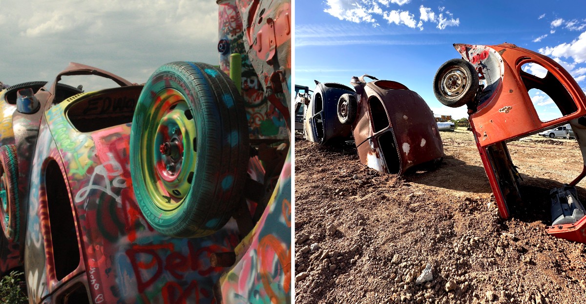 This Texas Roadside Attraction Has Half-Buried Volkswagens Visitors Are Encouraged To Spray Paint
