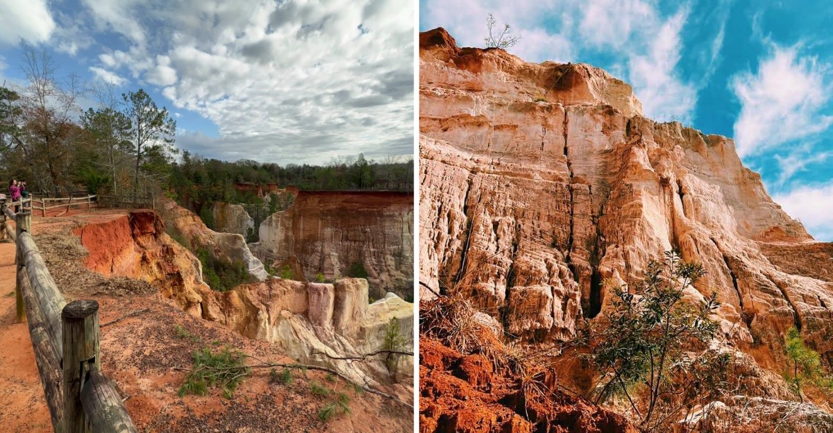 This Georgia State Park Features Stunning Pink And Orange Canyons Carved By Erosion