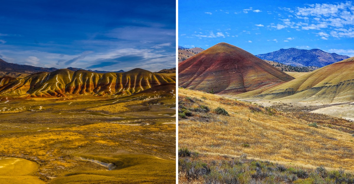These Colorful Oregon Badlands Feature Layered Red, Gold And Black Hills That Change With The Sunlight