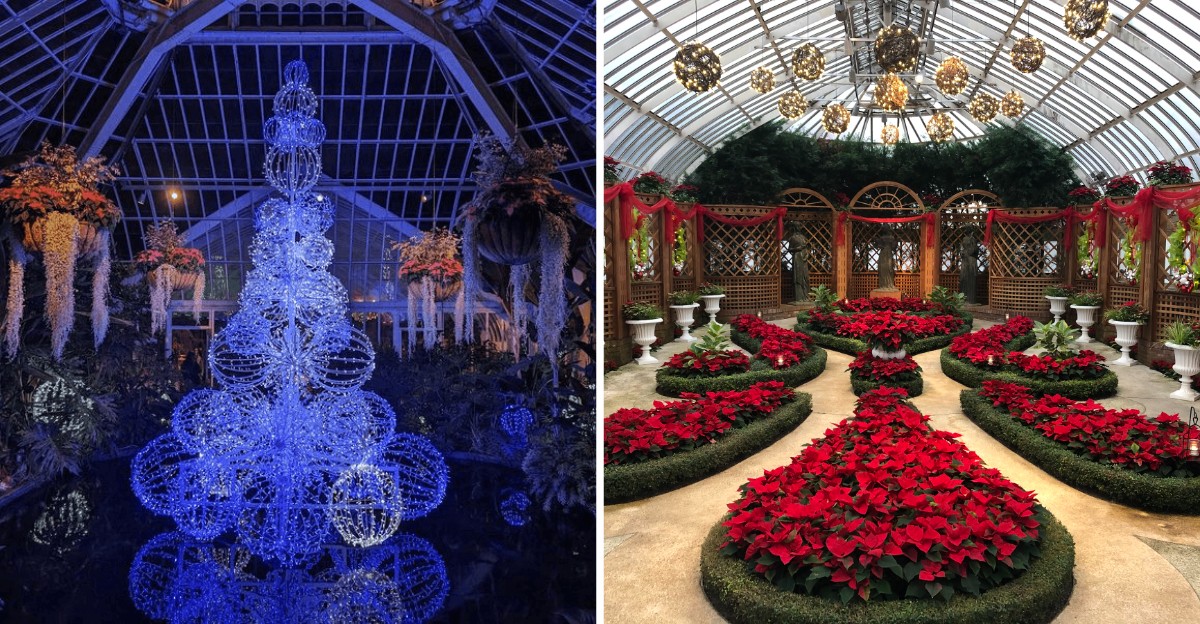 This Pennsylvania Garden Fills Its Indoor Greenhouse And Grounds With Holiday Lights